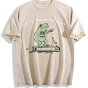 Christian Frog Off to Praise the Lord vintage washed oversized T-shirt in Beige