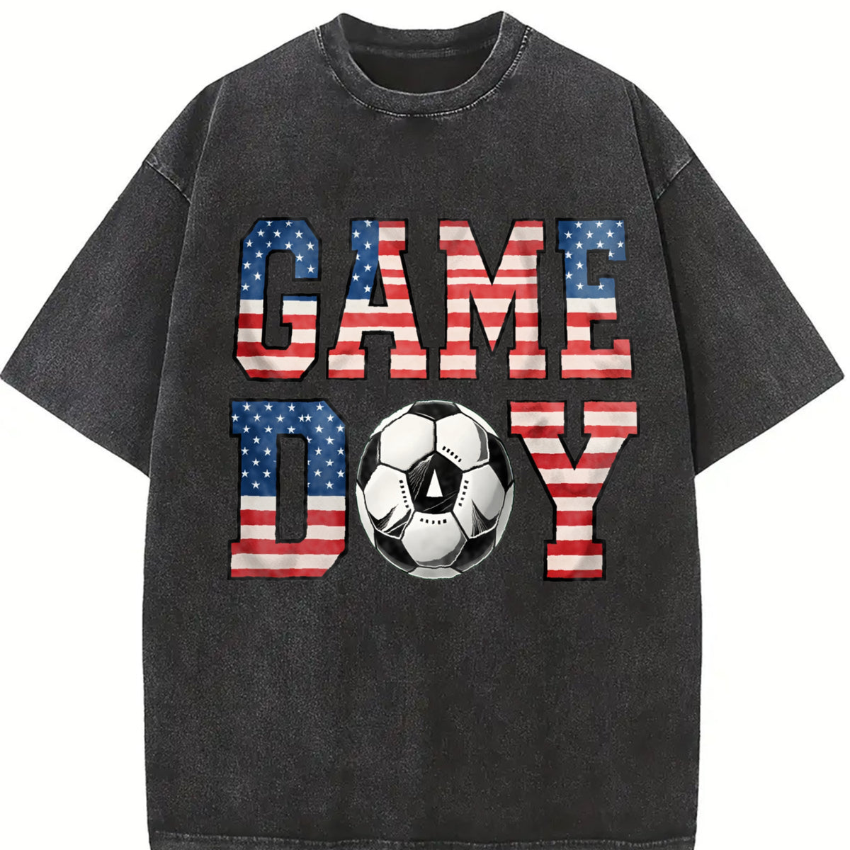 Game Day USA Soccer Vintage Washed T-Shirt in Black