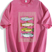 Trout Fish Retro Fish Vintage Washed T-Shirt in Red