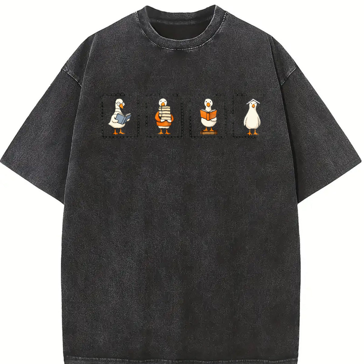 Reading Silly Goose Teacher Vintage Washed T-Shirt in Black