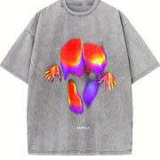 Midnight Thermal Face Art Tank Vintage Washed T-Shirt in Gray