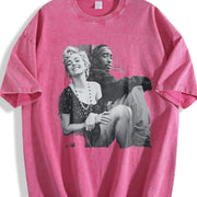Marilyn Monroe and 2Pac vintage washed oversized T-shirt in Red