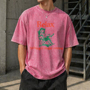 Relax Nothing Is Under Control Vintage Washed T-Shirt in Red