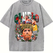 Alvarez Saul Mexico King Goat Boxing Style vintage washed oversized T-shirt in Gray