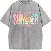 Take Me Where Never Ends Beach Coastal for Her vintage washed oversized T-shirt in Gray