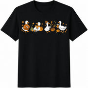 Youth Fall Goose Autumn Cozy Silly Goose Fall Vibes Autumn Cotton T-Shirt in Black