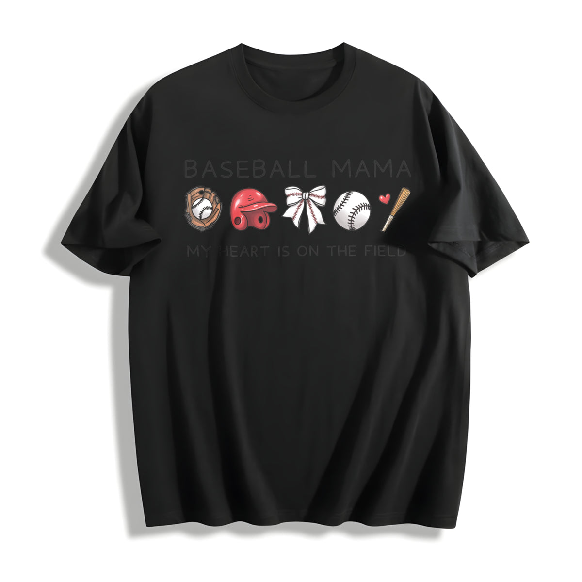 Baseball Mama for Game Day Cotton T-Shirt in Black
