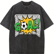 Soccer Goal Vintage Washed T-Shirt in Black