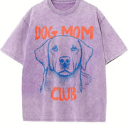 Dog Mom Club Vintage Washed T-Shirt in Purple