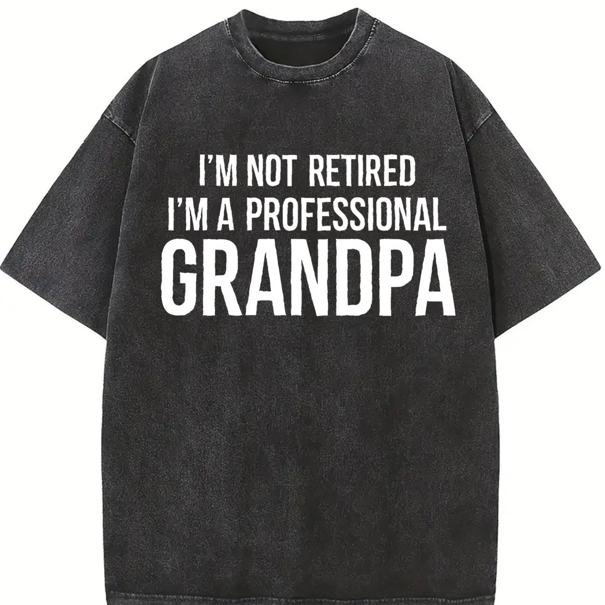For Grandpa I'm Not Retired I'm a Professional Grandpa Vintage Washed T-Shirt in Black