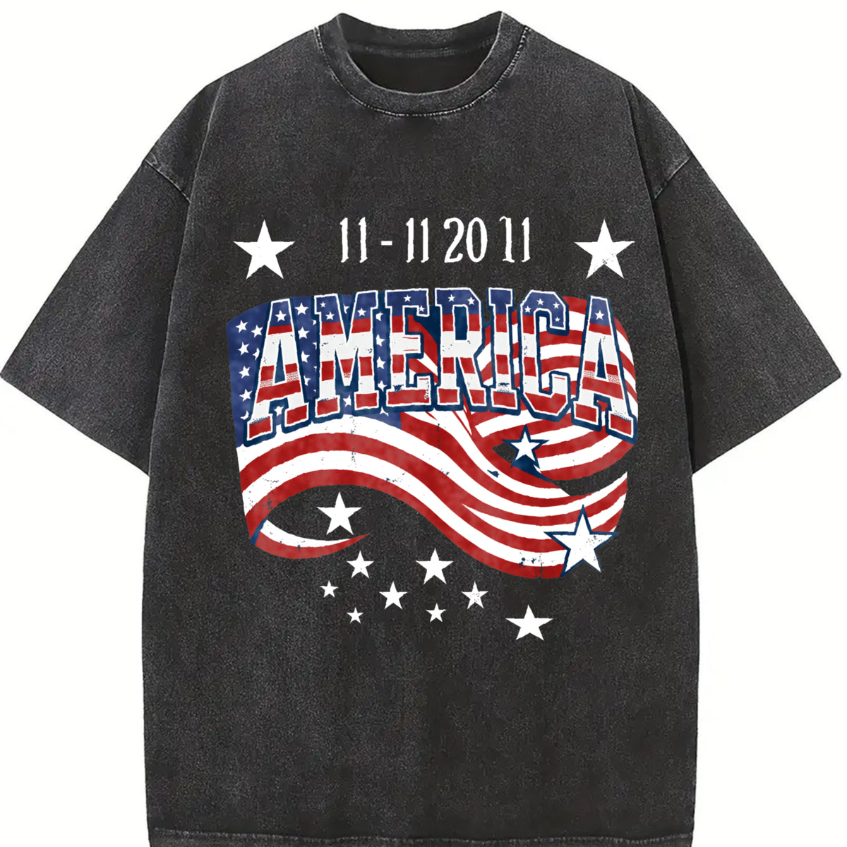America Veterans Day Vintage Washed T-Shirt in Black