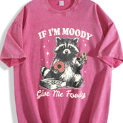 Retro Raccoon If I'm Moody Give Me Foody Vintage Washed T-Shirt in Red