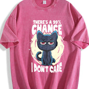 99 Percent Chance I Don't Care Vintage Washed T-Shirt in Red
