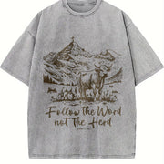 European and American Vintage Washed T-Shirt in Gray
