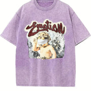 Cherub Emotion Rhinestone Tank Vintage Washed T-Shirt in Purple