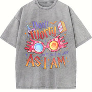 Magical Glasses Wizard Movie Vintage Washed T-Shirt in Gray