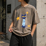 Statement: Black with Text Vintage Washed T-Shirt in Brown