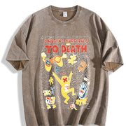 1 Pcs Heavy Adorable Vintage Washed T-Shirt in Brown