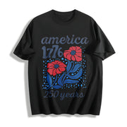 USA 250th America Anniversary Cotton T-Shirt in Black