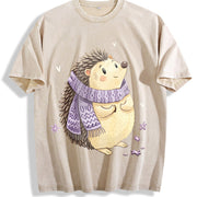 Short-sleeve with Scarf & Hedgehog Vintage Washed T-Shirt in Beige
