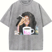 No Mug Woman Meme Vintage Washed T-Shirt in Gray