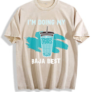 1pc Y2K Retro Baja Blast I'm DOING MY BAJA BEST Vintage Washed T-Shirt in Beige