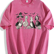 Retro Popular Goose Halloween Vintage Washed T-Shirt in Red