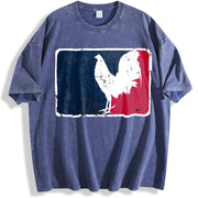 GameFowl Major League Rooster for Parties vintage washed oversized T-shirt in Blue
