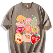 Short-sleeve Vintage Washed T-Shirt in Brown