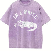 In a While Crocodile Sarcastic Croc for Classic Sarcastic Vintage Washed T-Shirt in Purple