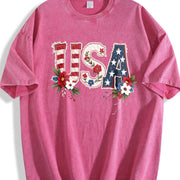 Retro-revival USA Patriot for Weekend Warrior Vintage Washed T-Shirt in Red