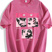 Distressed Stylish Vintage Washed T-Shirt in Red