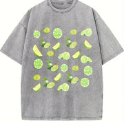 Limes 90s Retro ® Y2k Lime Vintage Washed T-Shirt in Gray