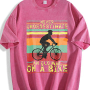 Never Underestimate an Old Man on a Bike Vintage Washed T-Shirt in Red