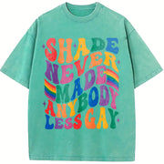 Shade Never Made Anybody Less Gay Queer Vintage Washed T-Shirt in Blue