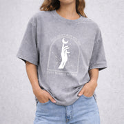 They Didn't Burn Witches vintage washed oversized T-shirt in Gray