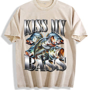 Kiss My Bass 90s Bootleg Rap Vintage Washed T-Shirt in Beige