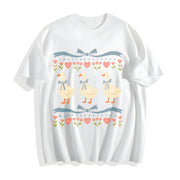 80s Goose Blue Ribbon Silly Goose Cotton T-Shirt in White