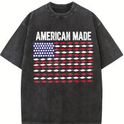 American Made Fishing Flag Vintage Washed T-Shirt in Black