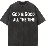 God's Kind Batik Retro Brand Vintage Washed T-Shirt in Black