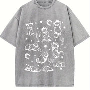® Cowboy Cats Retro Y2k Western Cats Vintage Washed T-Shirt in Gray