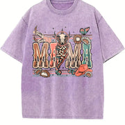 Western Mama Howdy Cowhide Vintage Washed T-Shirt in Purple
