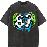 67 Soccer Vintage Washed T-Shirt in Black