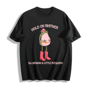 Hold on Partner I'm Growing a Little Buckaroo Cotton T-Shirt in Black