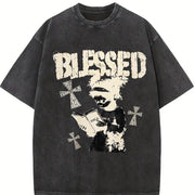 Praying Kid Tank Religious Sleeveless Muscle Vintage Washed T-Shirt in Black