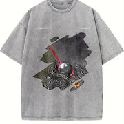 Psychedelic Visual Effects Sphere Vintage Washed T-Shirt in Gray