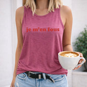 Je M'en Fous Women's Color Cotton Tank Top in Red