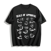 Seals of Approval Meme Cotton T-Shirt in Black