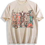Western Mama Howdy Cowhide Vintage Washed T-Shirt in Beige
