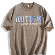 Autism Awareness Neurodiversity Vintage Washed T-Shirt in Brown